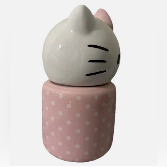 NEW! Hello Kitty Pink Polka Dot Container Cookie Jar - Picture 3 of 6